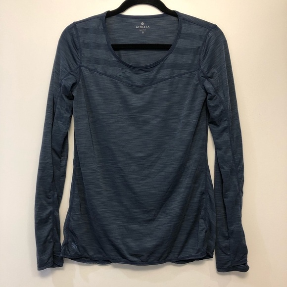Athleta Blue Long Sleeve Running Shirt - Picture 2 of 10